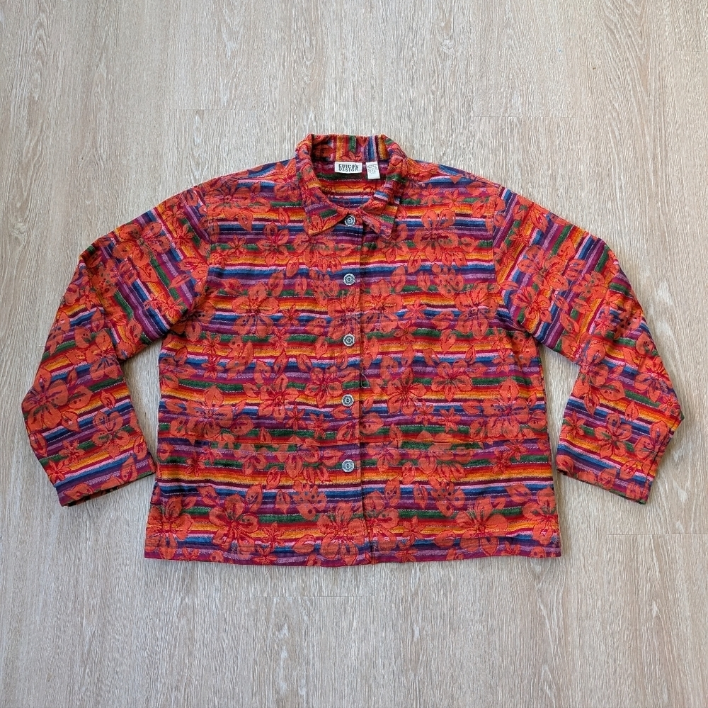 Chico's Jacket Women's XL Multicolor Floral Embroidered